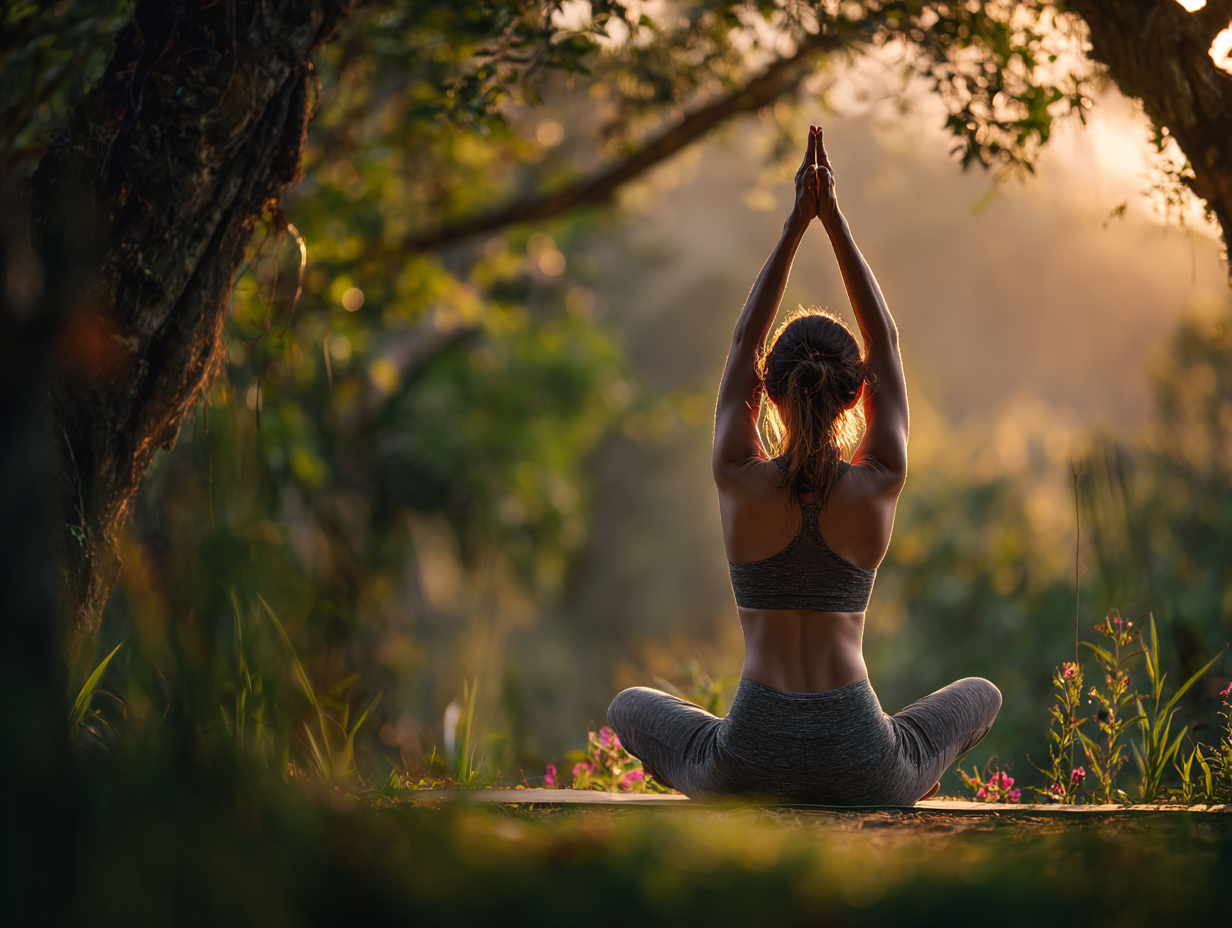 Instructor de yoga ghidând un grup într-o sală luminoasă